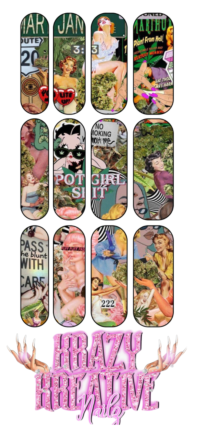 Pot Girl Shit Waterslide Nail Decal