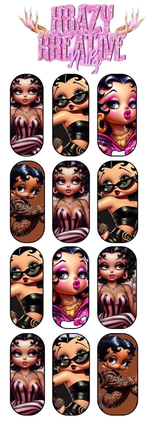 BETTY THE BADDIE WATERSLIDE NAIL DECALS