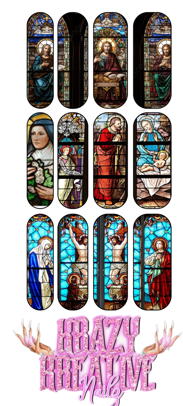 STAIN GLASS WATERSLIDE NAIL DECALS