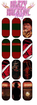 FREDDY KREUGER WATERSLIDE NAIL DECALS- KRAZYKREATIVENAILZ