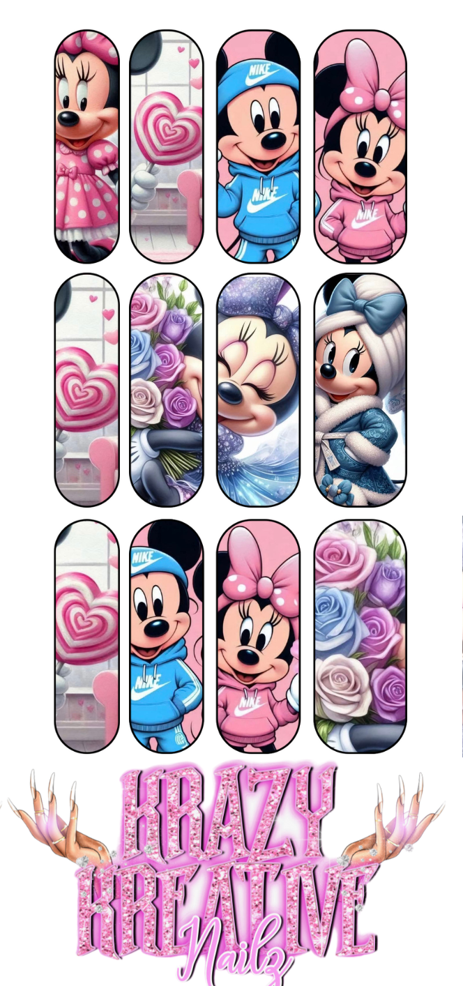 MICKEY & MINNIE WATERSLIDE NAIL DECAL