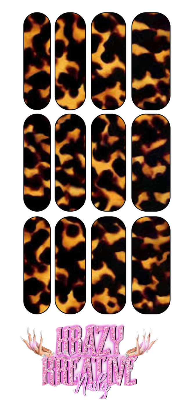 Tortoise Print Waterslide Nail Decal