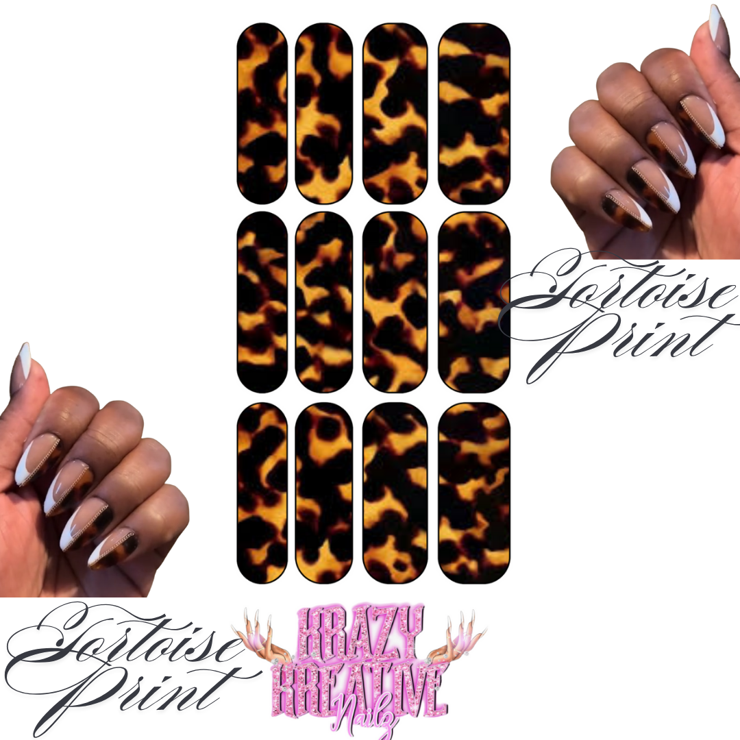 TORTOISE PRINT WATERSLIDE NAIL DECAL- KRAZYKREATIVENAILZ